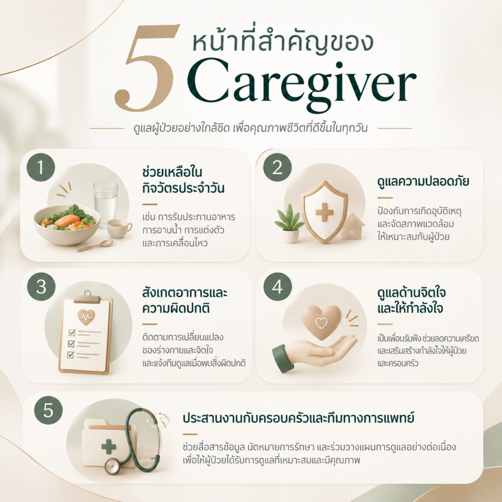 หน้าที่ของ Caregiver ในการดูแลผู้ป่วย