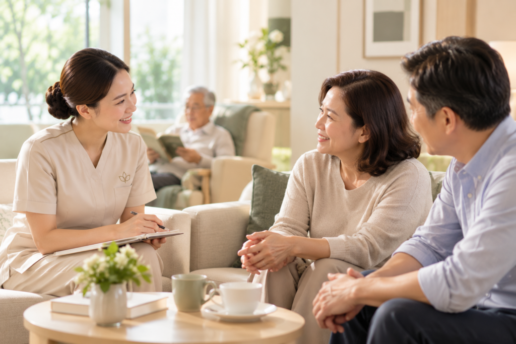 Caregiver พูดคุยกับครอบครัวเพื่อวางแผนการดูแลผู้ป่วย